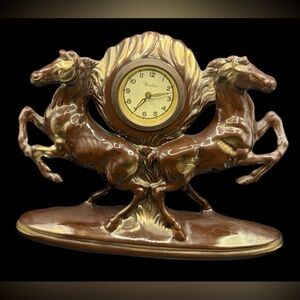 Walter Germany Vintage Ceramic Equestrian Horse Table Clock, Mantel Clock Decor
